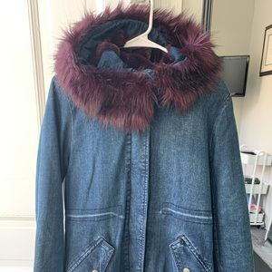 Lucky Brand Jean Jacket with Fur Hood